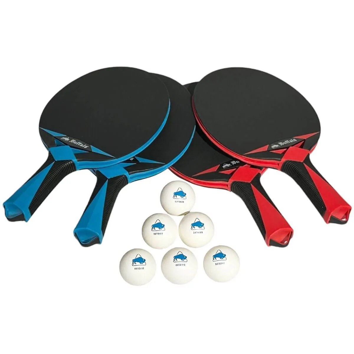 Kit Palas Ping Pong Buffalo Family Outdoor 4 Palas + 6 Pelotas