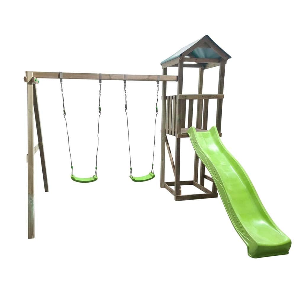 Parque infantil Masgames Carlit L con techo de lona y columpio doble