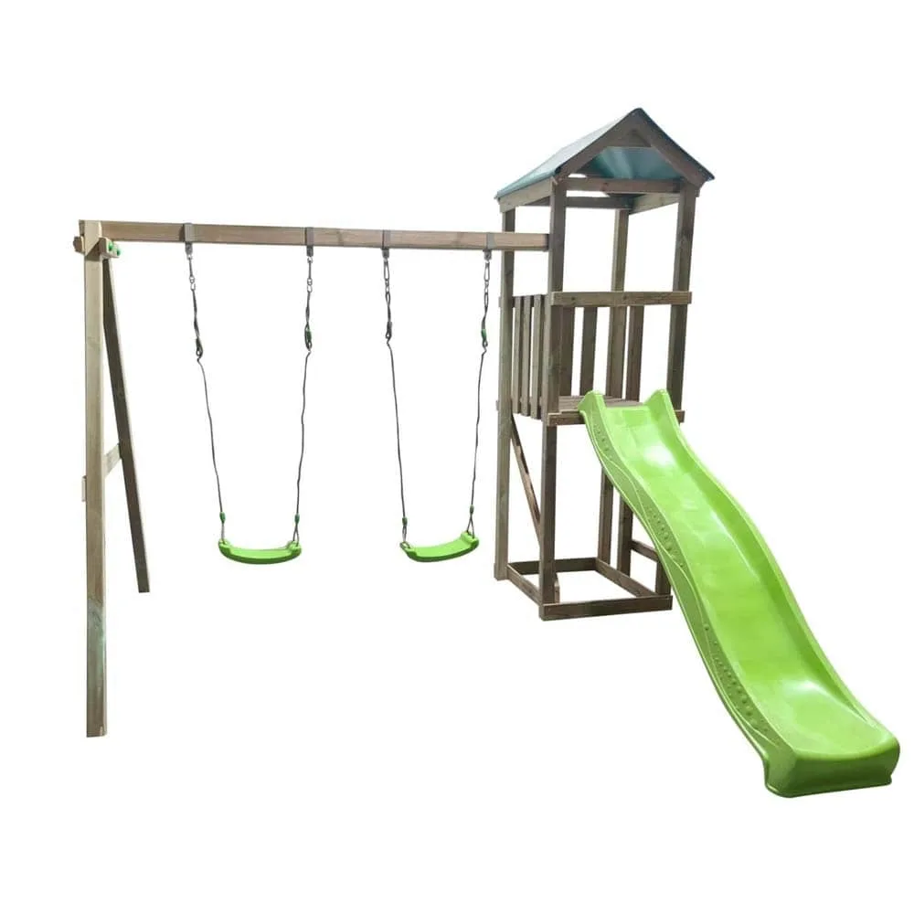 Parque infantil Masgames Carlit L con techo de lona y columpio doble