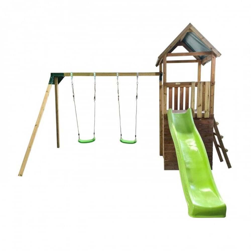 Parque infantil Masgames Tibidabo L con techo de lona, caseta y columpio doble
