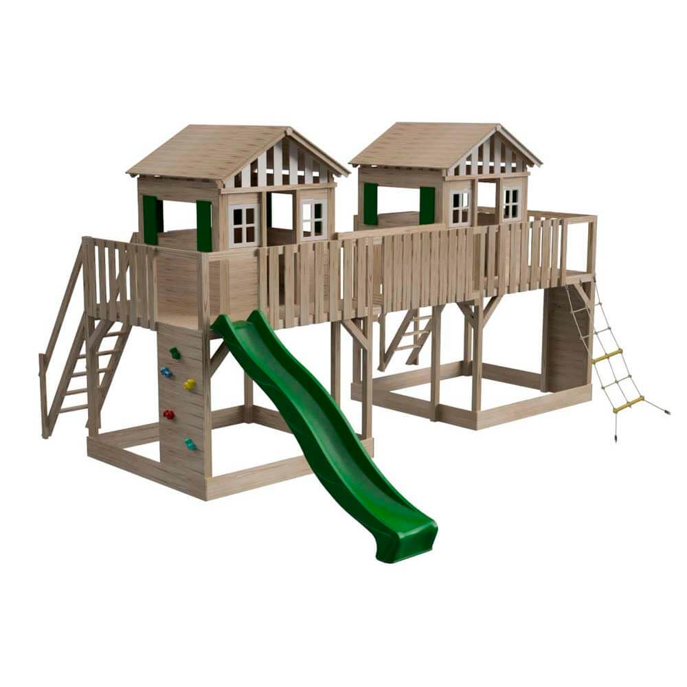 Parque infantil Masgames Superpop L con tobogán y red de escalada