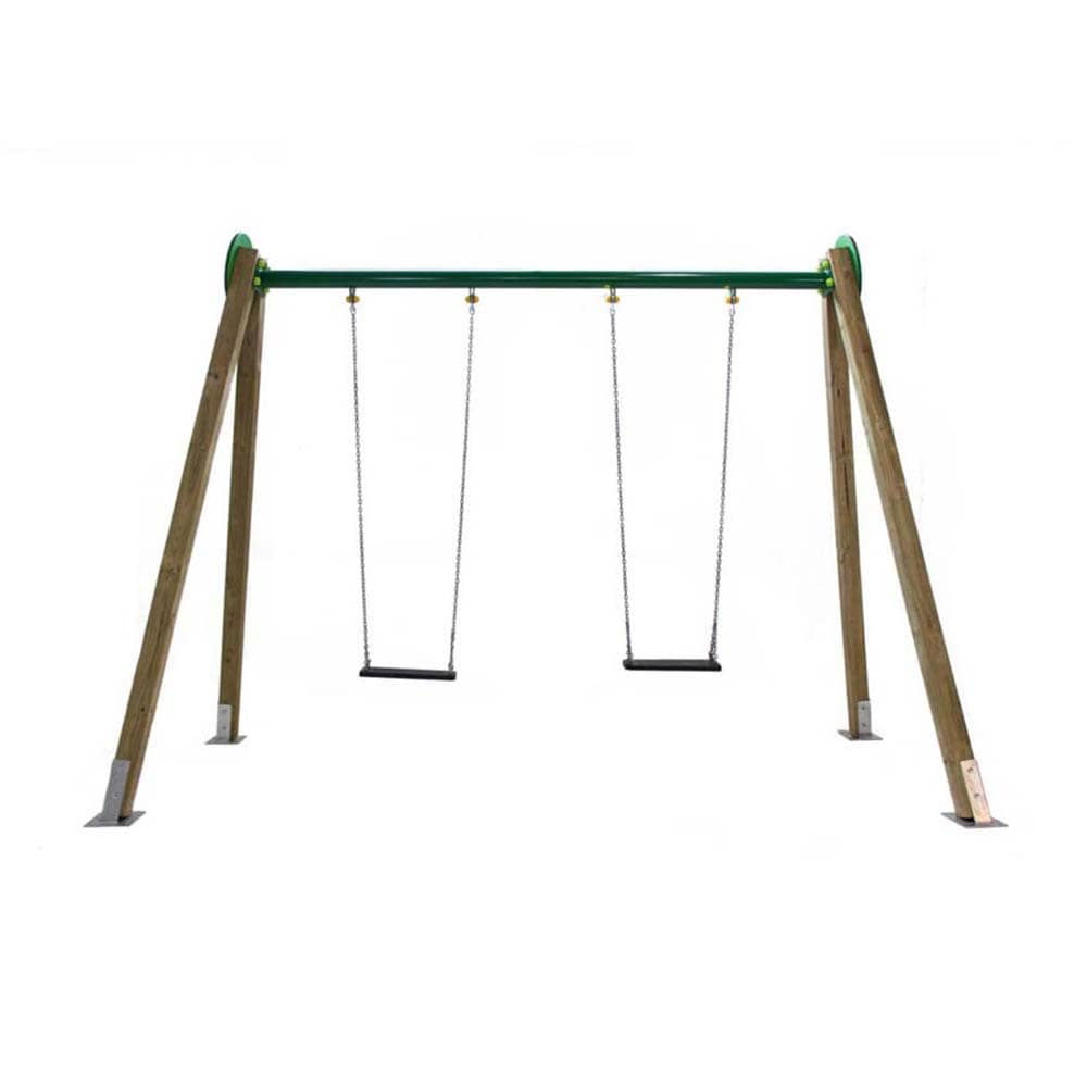 Columpio doble de madera Draco asientos planos Masgames Horeca