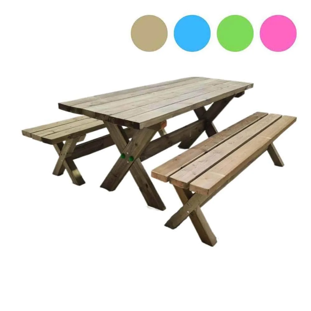 Mesa de madera con bancos independientes Masgames Xerta (con opción de color)