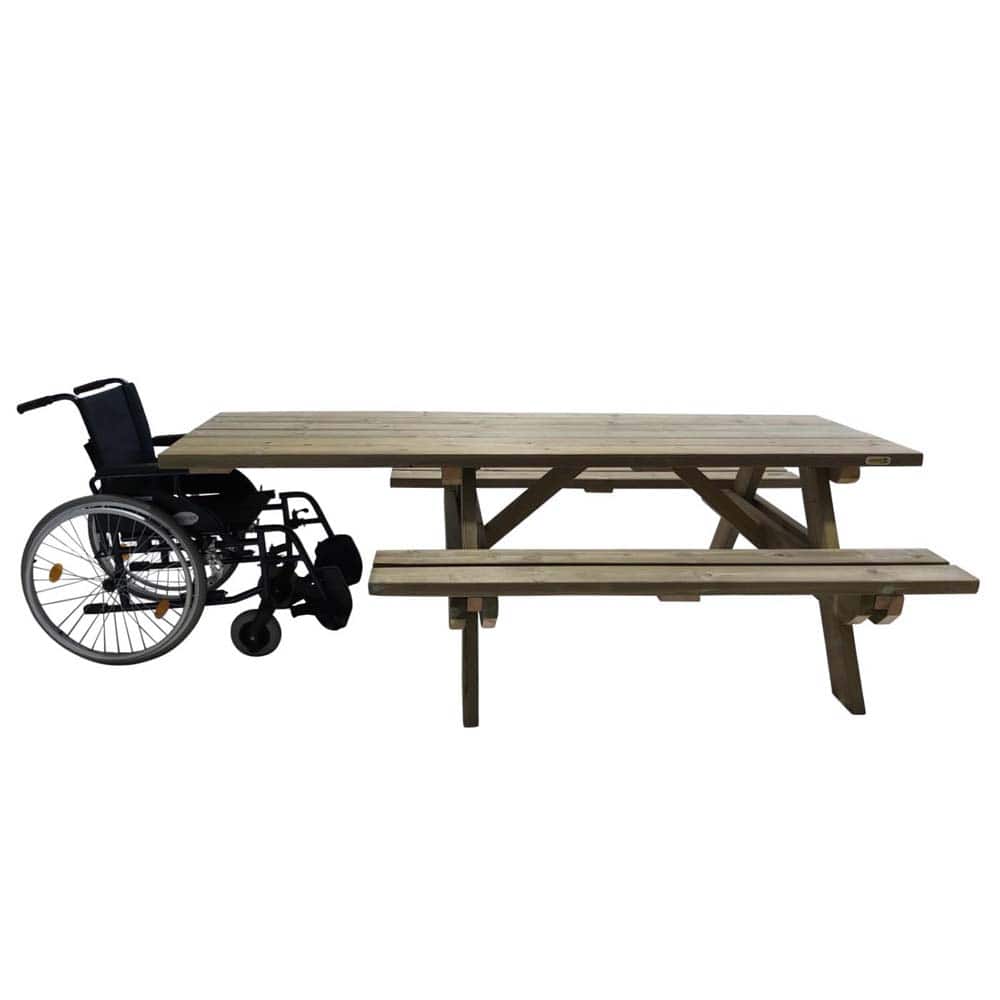 Mesa de picnic adaptada Masgames Lyon con madera para exterior