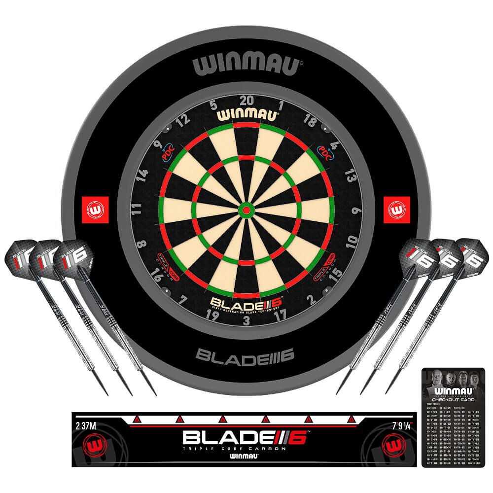 PACK DIANA WINMAU BLADE 6 TRIPLE CORE + SURROUND BLADE 6 TRIPLE CORE + 6 DARDOS DE TUNGSTENO + LINEA DE TIRO BLADE 6 TRIPLE CORE
