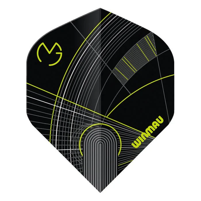 Plumas Winmau Darts Prism Delta Michael Van Gerwen Black Green Bow 