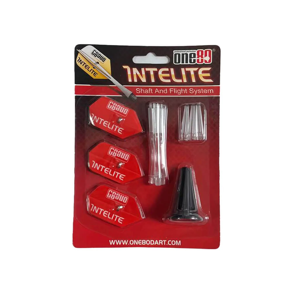 One80 Starter Pack Cañas Intelite Larga Transparente + Plumas Slim Rojas+ Aplicador