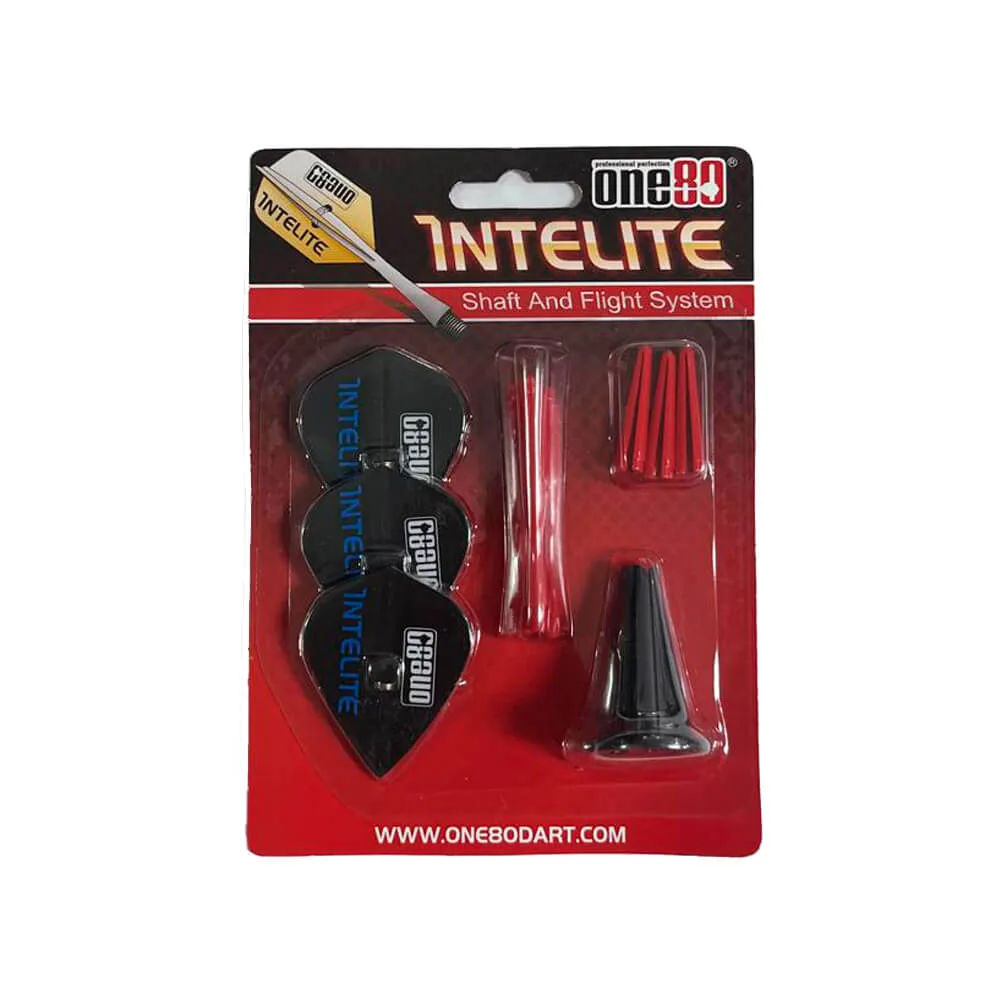 One80 Starter Pack Cañas Intelite Mediana Roja + Plumas Kite Negras + Aplicador