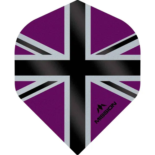 Plumas Mission Darts No2 Std Alliance-X Union Jack Negro Morado
