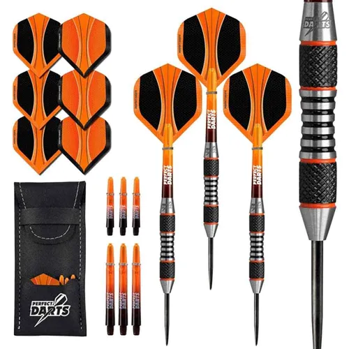 Dardos Perfect Darts Solarfox 4 Knurled Negro Laranja 90% 26g